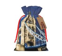 TBABMDPDM Sacs cadeaux de Noël Tower Bridge à Londres, sacs en toile de jute avec cordon de serrage, tailles assorties pour cadeaux de fête