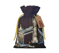 TBABMDPDM Sacs cadeaux de Noël Tower Bridge à Londres, sacs en toile de jute avec cordon de serrage, tailles assorties pour cadeaux de fête