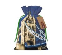 TBABMDPDM Sacs cadeaux de Noël Tower Bridge à Londres, sacs en toile de jute avec cordon de serrage, tailles assorties pour cadeaux de fête