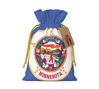 TBABMDPDM Sacs de cadeaux de Noël avec cordon de serrage et motif drapeau de l'État du Minnesota, tailles assorties pour cadeaux de fête