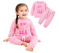 TBAMTBW Ensemble Bebe Fille 1 An Vetement Anniversaire 1 An Fille Tenue de Premier Anniversaire Bebe Filles Vêtements Bebes Filles 1er Age pour la Fête In My One Year Old Era 12-18 Mois Rose