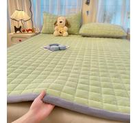 TBATM Couverture De Lit Protecteur De Matelas De Velours Épaississant avec 4 Sangles Couverture De Matelas De Lit Doux Respirant Matras Adapté À La Peau Topper Lavable,Vert,200x220cm