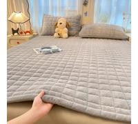 TBATM Draps-Housses Épais en Coton À Triple Couche - Drap-Housse Doux Et Confortable - Protège-Matelas Chaleureux Et Douillet - Drap De Lit - Compatible avec Une Taie d'oreiller,Gris,90X190cm