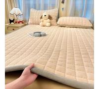 TBATM Draps-Housses Épais en Coton À Triple Couche - Drap-Housse Doux Et Confortable - Protège-Matelas Chaleureux Et Douillet - Drap De Lit - Compatible avec Une Taie d'oreiller,Beige,120X200cm