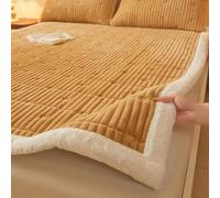 TBATM Surmatelas en Plumes d'hiver en Velours Luxueux, Chaud, épais et Pliable, Coussin de Matelas pour Lits Simples, Queen et King, Tatami,Marron,200x220cm