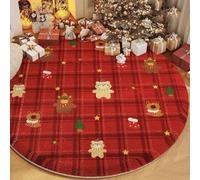 TBATM Tapis Rond de Noël,DécorationAntidérapant Fluffy Shaggy Soft Imprimé,D,120cm