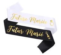 Tbay Lot 2 Écharpes Future Mariée et Futur Marié, Accessoires EVJF EVG Décoration Enterrement Vie Jeune Fille Garçon Mariage Fiançailles Photobooth