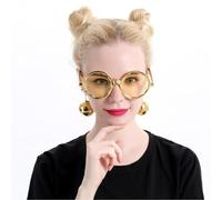 Tbay Lunettes Boules à Facettes Rétro - Lunettes de Soleil Drôles Années 70 avec Chaînette Argentée - Accessoires Fête Disco pour Femme, Fille, Cadeau Soirée (Or)