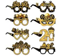 Tbay Lunettes en Papier Anniversaire 21 Ans, Lot de 8 Lunettes Noires et Dorées, Joyeux 21ème Anniversaire Retour à 2005, Accessoires Photo pour Fête des Hommes et Femmes (21 Ans)