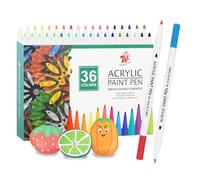 TBC Feutre Acrylique, 36 Couleurs Stylo Peinture Acrylique, Marqueur Permanent de 2.4 mm Étanche Stylo pour Pierre, Bois, Verre, Plastique, Toile