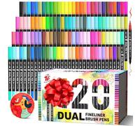 TBC The Best Crafts Lot de 120 marqueurs pinceaux à double pointe fine, marqueurs de bureau pour adultes (120 couleurs)