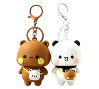 TBCDS Lot de 2 Porte-Clés Bubu Dudu Couple, Style Kawaii et Mignon, Fermeture Sécurisée pour Clés Auto ou Sac, Cadeau Symbolisant la Complicité
