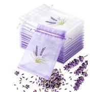 TBCDS Lot de 20 Sachets Lavande Vides, Gaze Coton Respirante & Cordon Serrage, Modèle Réutilisable pour Diffusion Olfactive Optimale Armoire, Tiroir & Coffret