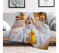 TBDUEPS Cat in Spa Towel and Robe Couverture Douce 50"x70" Idée Cadeau Amis | Plaid imprimé 280 g pour un fauteuil de lecture ; pratique pour chambre et chambre d'amis.