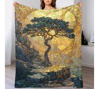 TBDUEPS Couverture Double Douce en mosaïque de Pierre dorée pour Femme, idéale pour Un canapé, Un Cadeau d'anniversaire ou de Noël, 127 x 152 cm