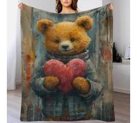 TBDUEPS Couverture en Flanelle imprimée en 3D « Bisounours » - Style Simple - Cadeau de Noël - 127 x 152 cm
