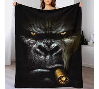 TBDUEPS Couverture Gorille fumante pour lit Double, Chaude et Extra Douce, pour Fille, de Maman, pour canapé, Enfant, 150 x 200 cm