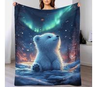 TBDUEPS Couverture Polaire 3D Motif Ours Polaire Blanc, Cadeau de Noël pour garçons et Filles, Couverture Polaire pour lit ou canapé, 100 x 130 cm