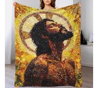 TBDUEPS Couverture Polaire en Flanelle 3D représentant Jésus en mosaïque, 100% Microfibre, Chaude et Confortable, idéale pour l'hiver, Le lit ou Le canapé, 100 x 130 cm