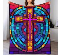 TBDUEPS Couverture Polaire en Flanelle épaisse et Douce avec Croix de Jésus-Christ, idéale pour Les Adultes, idéale pour Un canapé ou Un lit, idéale pour Thanksgiving, 100 x 130 cm