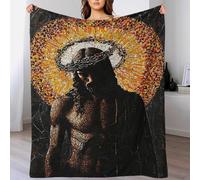 TBDUEPS Couverture Polaire en Flanelle imprimée en 3D avec Motif mosaïque Jésus, Douce, légère, Chaude et Confortable, Cadeau de Noël pour lit et canapé, 100 x 130 cm