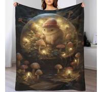 TBDUEPS Couvertures en Flanelle Douces et moelleuses à imprimé 3D Souris et Champignons, polyvalentes, Chaudes, Poncho, châle, Cape pour lit ou canapé, 127 x 152 cm