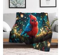 TBDUEPS Cute Red Bird with Big Eyes Plaid Doux 50"x60", pour Salon | Couverture déco imprimée : agréable sur le canapé, pour la chambre d'amis.