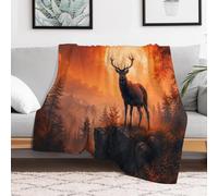 TBDUEPS Elk in Forest with Full Moon Plaid Doux pour la Maison | Plaid 280 g anti-boulochage pour la détente quotidienne, doux au quotidien.