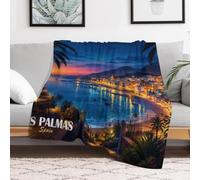TBDUEPS Las Palmas Spain Travel Plaid Déco 50"x60" pour Soirées Télé | Couverture déco imprimée pour les soirées fraîches ; peu froissable lors d'un usage régulier.
