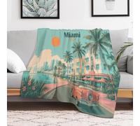 TBDUEPS Miami Beach Poolside Idée Cadeau Famille, Plaid Doux 50"x60" | Plaid doux pour le salon ; utile comme couche légère dans toute la maison, avec accent déco coloré.