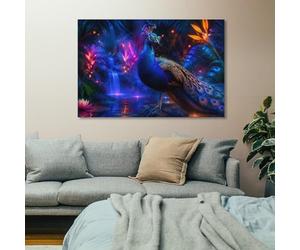 TBDUEPS Peacock In Colorful Paint Tableau Mural, Déco Murale Maison | Art mural sur toile pour un affichage au-dessus d'un buffet; un accent mural facile à intégrer avec un placement flexible