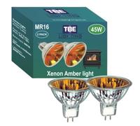 TBE LIGHTING Lot de 2 ampoules MR16 de rechange Optimyst Amber Glow 45 W 12 V, ampoules xénon à longue durée de vie créant un effet ambré flamme, adaptées aux cheminées Dimplex Opti-Myst standard.