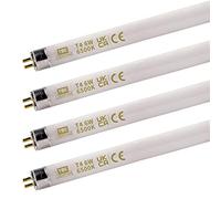 TBE Lighting Lot de 4 ampoules fluorescentes T4 6 W 232 mm - Lot de 4 ampoules CFL - Culot G5 à 2 broches - Lampes T4 haute efficacité, lumière du jour blanche 6500 K