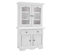 Tbest 1:12 Cabinet de Maison de Poupée à l'échelle, étagère Miniature en Bois, Armoire de Tireur Noir pour Maison avec Portes Ouvertes et 3 étagères