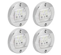 Tbest 4 Pièces Lentille Transparente LED Ronde de NAVIGATION Lumière Blanche 12V Chromée Imperméable pour Bateaux, Yachts, Camions, Plastique D'impact de Haute qualité, DURABLE et