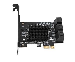 Tbest Accessoires et Pièces d'ordinateur, Accessoires et Pièces d'ordinateur, Contrôleurs, Carte d'extension PCI Express 3.0 à 6 Ports Compatible avec Disque Dur SATA6G 3G 1,5 G