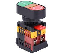 Tbest Apbb 22/25N Double Interrupteur à Bouton-poussoir Nonc momentané 220 V CA avec Lumière LED Configurable Circuits Rouges Verts Panneau de Commande Industriel et Commercial (380V)