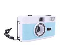 Tbest Appareil Photo à Film 35 Mm Réutilisable Rétro Vintage avec Flash 27 Films Couleur Objectif 28 Mm F8 intégré pour étudiants Adultes Cadeaux de Vacances d'anniversaire (Blanc Bleu)