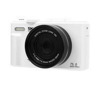 Tbest Appareil Photo Numérique 5K pour la Photographie, 75mp HD, Zoom 18x, Autofocus, Vidéo WiFi, avec écran Rabattable de 3 Pouces, Carte Mémoire de 32 Go, Voyage (White)