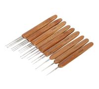 Tbest Bamboo Handy Handle Dreadlock Crochet Hook Set Tool de Conception en Acier Inoxydable sans Couture pour les Coiffures Tressées Parfaites pour les Coiffures de Bricolage Tising 9pcs
