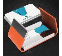 Tbest Boîte de rangement en acier inoxydable à double ouverture pour cartes de visite, cartes de crédit, Orange