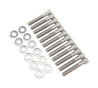 Tbest Boulon de Culasse Kit Durci 304 Remplacement Poli en Acier Inoxydable pour Petit Bloc SBF 289 302 5.0L 351W Moteurs Windsor 12 Pcs Hexagonaux et Laveuses