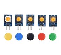 Tbest Bouton Module Set avec Couvercles de Couleur, 5Pcs | Conception à grand bouton-poussoir, Installation facile, Compatible avec les cartes d\'extension, Léger, Durable