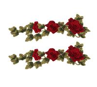 Tbest Broderies de Fleurs, 2 Pièces Design pour Loisirs Créatifs | Tissu en polyester, idéal pour la réparation de vêtements, facile à repasser.