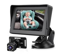 Tbest Caméra de Voiture pour bébé, Moniteur orienté vers L'arrière avec écran IPS de 4,3 Pouces, Vision Nocturne HD 1080p, Grand Angle de Vision de 150 °, Rotation à 360 ° pour Les
