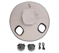 Tbest Chapeau de Ventilateur, Grand Chapeau de Pêcheur Respirant avec des Ventilateurs Solaires, Ceinture de Vent Réglable pour Les Femmes Hommes (Gris Clair)