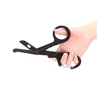 Tbest Ciseaux de Survie, Conception Ergonomique, Lame Dentelée (BLACK) | Acier inoxydable durable, Idéal pour les premiers secours, Outil de camping en plein air, Utilisation pour le jardinage,
