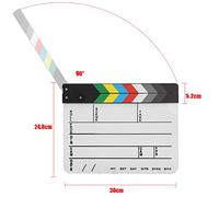 Tbest Clap de Scène en Acrylique pour Réalisateur, Film Professionnel, TV, Film D'action, Stylo Effaçable à Sec Inclus, Durable, Léger, Imperméable pour Accessoires de (Tableau blanc couleur PAV1CWE4)