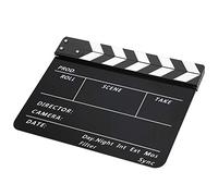 Tbest Clapboard Acrylique 30x25cm Design Professionnel (White striped | Son clair, Aimants intégrés, Écriture facile, Pour les cinéastes, Décoration de fête