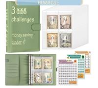 Tbest Classeur budgétaire 100 enveloppes Défi d'économie d'argent Classeur de budget Couverture en cuir PU materiel petit Vert